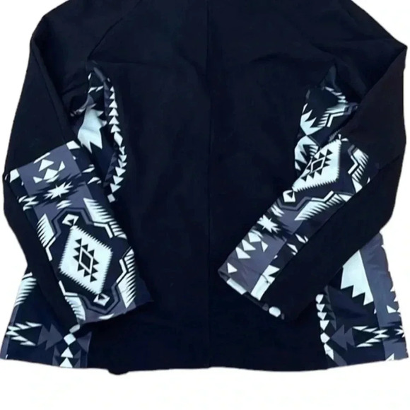 Crazy Train Thick Knit Full Zip Mock Neck Jacket-Black/Cream Aztec Print XS - Picture 9 of 11
